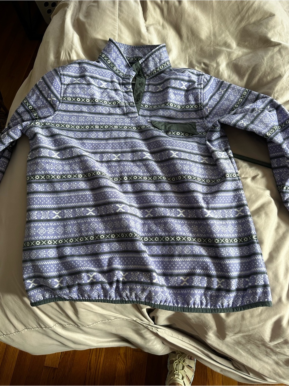 Jachs Lavender Patterned Half-Zip Pullover with Olive Trim